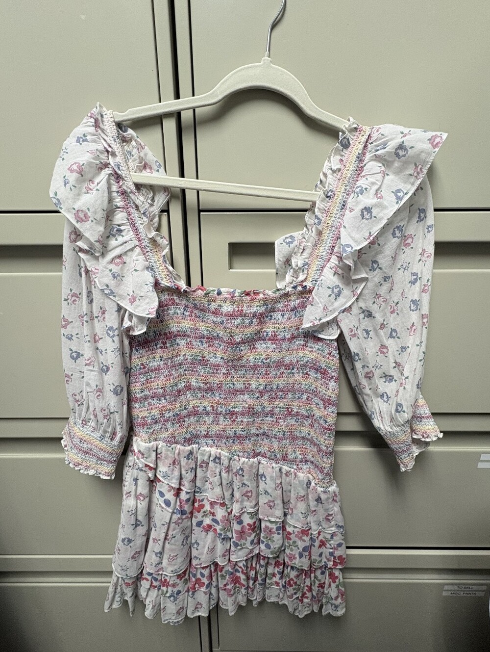 LoveShackFancy Pastel Multi Smocked Ruffle Tunic